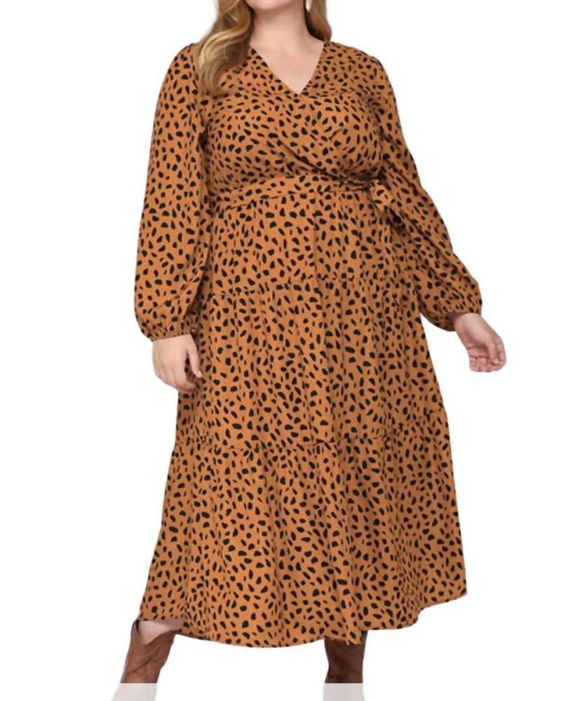 Front of a model wearing a size 2XL Feeling Good Maxi Dress In Rust in Rust by GiGiO. | dia_product_style_image_id:344750